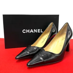 極 美品 希少品 箱付き CHANEL シャネル ココマーク ロゴ レザー 本革 ポインテッド トゥ ハイヒール パンプス ブラック 黒 01a36