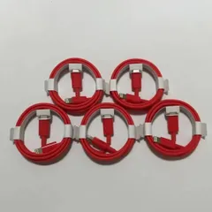 5本　赤　タイプc ライトニング　ケーブル　急速充電　充電器 iPhone モバイル　携帯 1m 2.4a typec Lightning iPhone iPad AirPods TYPE C type