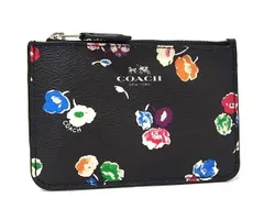 ■新品同様■ COACH コーチ レザー フラワー コインケース コインパース レディース 小銭入れ ブラック系 FD2721