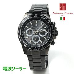 【GW中のご注文は5/7からのご対応になります。】サルバトーレマーラ メンズ 腕時計 ブラック ソーラー電波 SALVATORE MARRA sm24108-bkbk 48.0 ブラック スタンダード ベーシック  スタイリッシュ ファッション ウオッチ