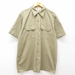 XL/古着 ディッキーズ Dickies 半袖 ワーク シャツ メンズ 00s 大きいサイズ ロング丈 ベージュ カーキ 25jun16 中古 トップス