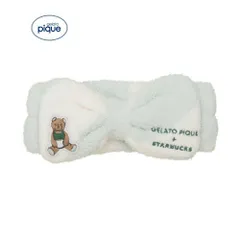 【新品】【ミントグリーン】gelato pique STARBUCKS　パウダーベア刺繍ボーダーヘアバンド ミントグリーン ジェラートピケ スターバックス