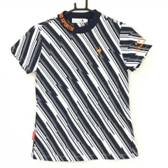 ★特価★【超美品】ルコック 半袖ハイネックシャツ ネイビー×白 総柄 ロゴ刺しゅう レディース L ゴルフウェア 2022年モデル le coq sportif
