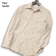 Paul Smith ポールスミス メインライン 通年 イタリア製生地★ 長袖 ストライプ ウエスタン シャツ Sz.M メンズ 日本製