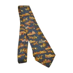 サルバトーレ フェラガモ Salvatore Ferragamo ネクタイ シルク100% 馬柄 総柄 紺 ネイビー メンズ F-NK684