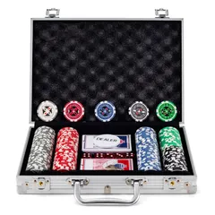 【在庫セール】チップ 200枚 ポーカーチップ チップセット カジノチップ ポーカーセット トランプ付き ブラックケース BestBuy (200枚-シルバー)
