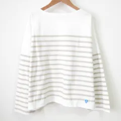 未使用 ORCIVAL オーシバル イエナ別注 ボーダー柄 ロングスリーブ ボートネック コットンバスクシャツ Tシャツ 2点セット F ホワイト レディース 古着 中古 USED