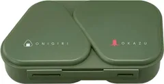 OSK(オーエスケー) おにぎりランチケース 弁当箱 カーキ 465ml 日本製 おにぎらず おかずも入る 電子レンジ対応 押し型付 シンプル おしゃれ 抗菌 時短 簡単 LS-15