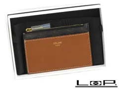 ■新同■ セリーヌ ジップ カード ホルダー コイン ケース トリオンフ ブラウン 箱 【77470】のサムネイル