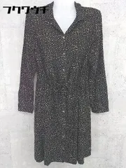◇ ◎URBAN RESEARCH DOORS 水玉 ドット 長袖 膝丈 シャツ ワンピース サイズ1 ブラック アイボリー レディース 【中古】 【1002800949441】