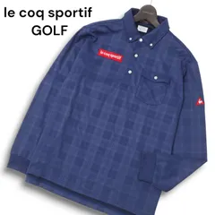 le coq sportif GOLF ルコック ゴルフ 通年 ロゴ★ チェック 長袖 ボタンダウン ポロシャツ Sz.LL メンズ 大きいサイズ
