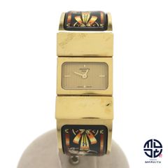 HERMES エルメス ロケ バングル ウォッチ L01.201 アクセサリーウォッチ レディース 腕時計 ブランド 馬柄 黒 ゴールドカラー クオーツ 電池式