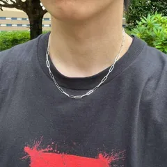 45cm シルバー ペーパークリップチェーンネックレス メンズ アクセサリー