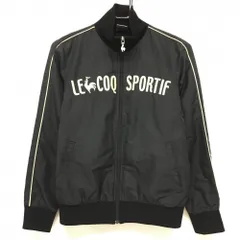 ルコック ジャケットブルゾン 黒×ライトベージュ ロゴ刺しゅう 肩・袖ライン  レディース L ゴルフウェア le coq sportif