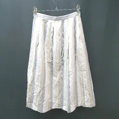 ◇ SM2 サマンサモスモス 夏仕様 ストライプ柄 ひざ丈 フレア スカート サイズM ブルー/ベージュ レディース E  【1304210003608】