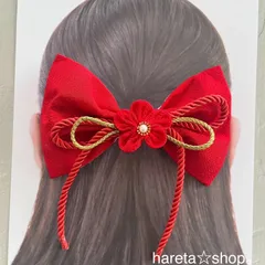 卒業式髪飾り はいからさんリボン袴髪飾り　成人式　七五三　つまみ細工　コスプレ 赤いリボン