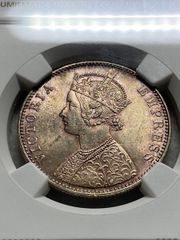 ★★ ビクトリア女王　ルピー銀貨  MS63　1901年 英領インド発行  高鑑定希少コイン