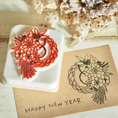 消しゴムはんこ♡ボタニカルなしめ縄♡