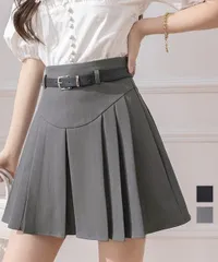 プリーツスカート ベルト付き万能デザインでオフィスからプライベートまで多用途対応 インナーパンツ付きハイウエストAラインが細見え効果を実現 韓国風きれいめスタイルで便利な着回しとコスパを両立した美脚効果