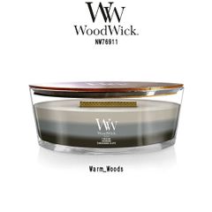 WoodWick(ウッドウィック)アロマキャンドル 【ブランド箱なし】 3層 トリロジー ハースウィック レイヤー ウォームウッズ 燃焼音 ギフト Warm Woods NW76911