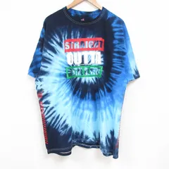 XL/古着 ヘインズ 半袖 Tシャツ メンズ STRAIGHT 大きいサイズ コットン クルーネック 紺他 ネイビー タイダイ 25jun06 中古