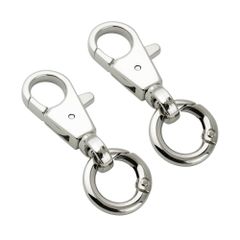 【在庫セール】金具 パーツ 回転フック キーリング キーホルダー シルバー キーホルダーパーツ 二重リング アクセサリーパーツ 手作り ナスカン 手芸用品 ジュエリー 2個セット 素材 DIY材料 [FUSSED] 丸カン付き