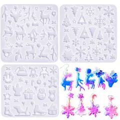 シリコンモールド レジン型 UVレジン クリスマス チャーム クリスマスモチーフ Xmas オーナメント レジンクラフト ツリー 雪の結晶 トナカイ 冬 レジンアクセサリー クリスマスアクセサリー ピアス 1個 mold-462