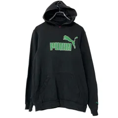 PUMA ロゴスウェット パーカー キッズ XL ブラック プーマ プルオーバー 裏起毛 カンガルーポケット 古着卸 アメリカ仕入 a612-7367のサムネイル