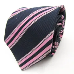 シャルル・ジョルダン ブランド ネクタイ ストライプ柄 格子柄 シルク イタリア製 PO  メンズ ネイビー CHARLES JOURDAN 【中古】