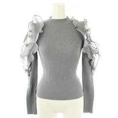 スナイデル SNIDEL 24SS プリーツフリルドッキングニットプルオーバー オープンショルダー 長袖 F ブルー /HK ■OS