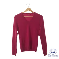 ☆美品☆ UNIQLO ユニクロ トップス ニット セーター 長袖 Ｖネック レディース ワインレッド S カシミヤ100％ 901-15876 送料無料 古着