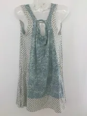 ◇ AS KNOW AS アズノゥアズ 総柄 ノースリーブ ミニ ワンピース グレー ブルー ネイビー系 レディース P  【1301070004325】