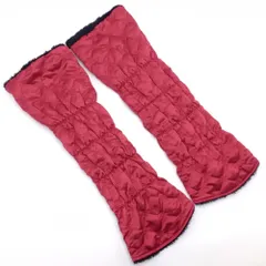★SALE価格★【超美品】マリクレール 中綿レッグウォーマー レッドピンク 総柄刺しゅう 裏ボア レディース  ゴルフウェア marie claire