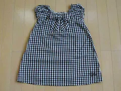 タルティーヌ エ ショコラ タルティーヌエショコラ Tartine et Chocolat 子供服 半袖 ワンピース 女の子 女児 110cm 茶 ギンガムチェック リボン 春 夏 ★3 キッズ 【中古】 ユーズド ガールズ リサイクル 古着 子ども服