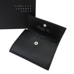 【新品未使用】カミーユフォルネ Camille Fournet 現行品 21.02 VERSO アリゲーター コインケース コンパクト 財布 黒 定価8.2万 47328