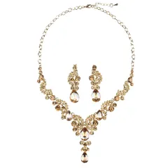 【迅速発送】AVILMORE クリスタルストーン ネックレス ピアス 2点セット 結婚式 パーティー 発表会