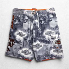 HARLEY DAVIDSON 総柄 ボードショーツ ショートパンツ XL グレー ナイロン 水陸両用