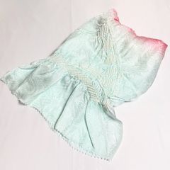 帯揚げ　水色ピンク　正絹　中抜き絞り　汚れあり