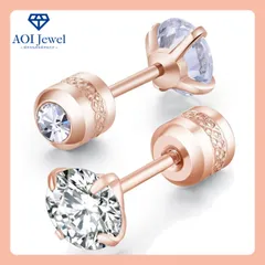 【送料無料！】ピアス レディース メンズ ステンレス ジルコニア スタッド ネジ式 キャッチ 両耳セット (宝石：2mm) ピンク [PL001]