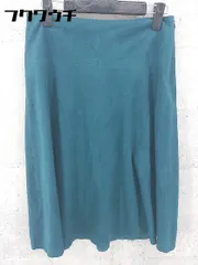 ◇ NATURAL BEAUTY BASIC 膝丈 フレア スカート サイズL グリーン レディース  【1002800367412】