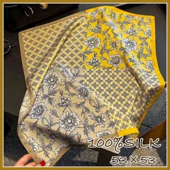 【新品】★黄色系★花柄スカーフ 幾何学 アクセサリー オールシーズン