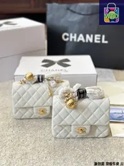 【今日特価】Chanel Gold Ball Square Flap Bag - シャネル ゴールドボール スクエア フラップバッグ