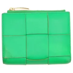 BOTTEGA VENETA (ボッテガヴェネタ) パラキート スモール マキシイントレチャート レザー コンパクトウォレット 二つ折り財布 グリーン 742698VCQC43722