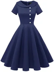 数量限定　50年代 ロカビリー ワンピース レトロ [Wedtrend] ワンピース スイングワンピース 半袖ワンピース パーティー ドレス フォーマルドレス お呼ばれ 結婚式 二次会 発表会 大きいサイズ WTP20007