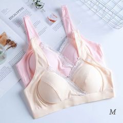 [新品]2枚セット 授乳ブラ マタニティブラ ノンワイヤー 綿 クロスオープン　M