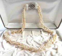 5連淡水パール ネックレス SILVER 刻印有 長さ約47cm アクセサリー レディース