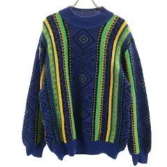 トリコーサ 80s 90s オールド 日本規格 総柄 長袖 セーター 15 ブルー 他 TRICOSA ニット レディース