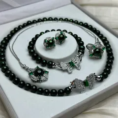 豪華5点セット本真珠ネックレス8mm 黒真珠ネックレス　ブレスレット　ピアス　リング