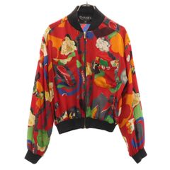 90s CHANEL BOUTIQUE 総柄 シルク ブルゾン ジャケット - メルカリ