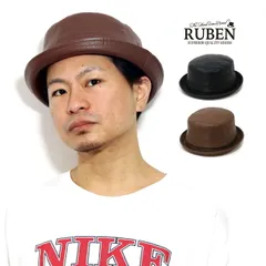 RUBEN (ルーベン) エコレザー サステナブル ハット メンズ ポークパイ ハット ヴィーガンレザー SDGs ファッション 男性 ポークパイハット レザー プレゼント おしゃれ 【TB】のサムネイル